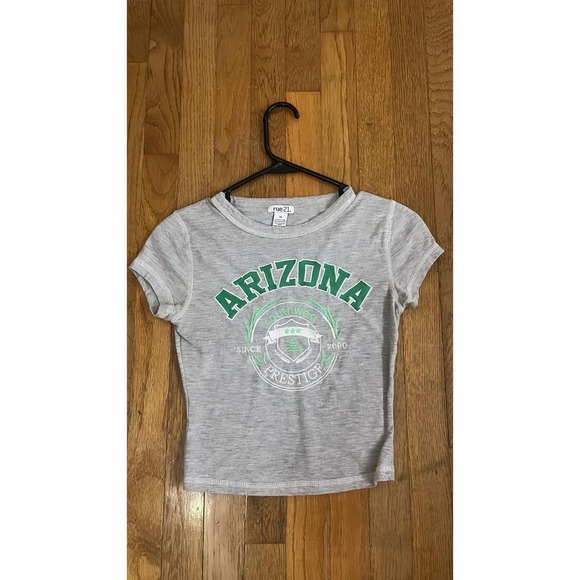 Tops - Rue21 Womens Arizona Southwest Prestige Graphic Crop Baby Tee Grey Green XS